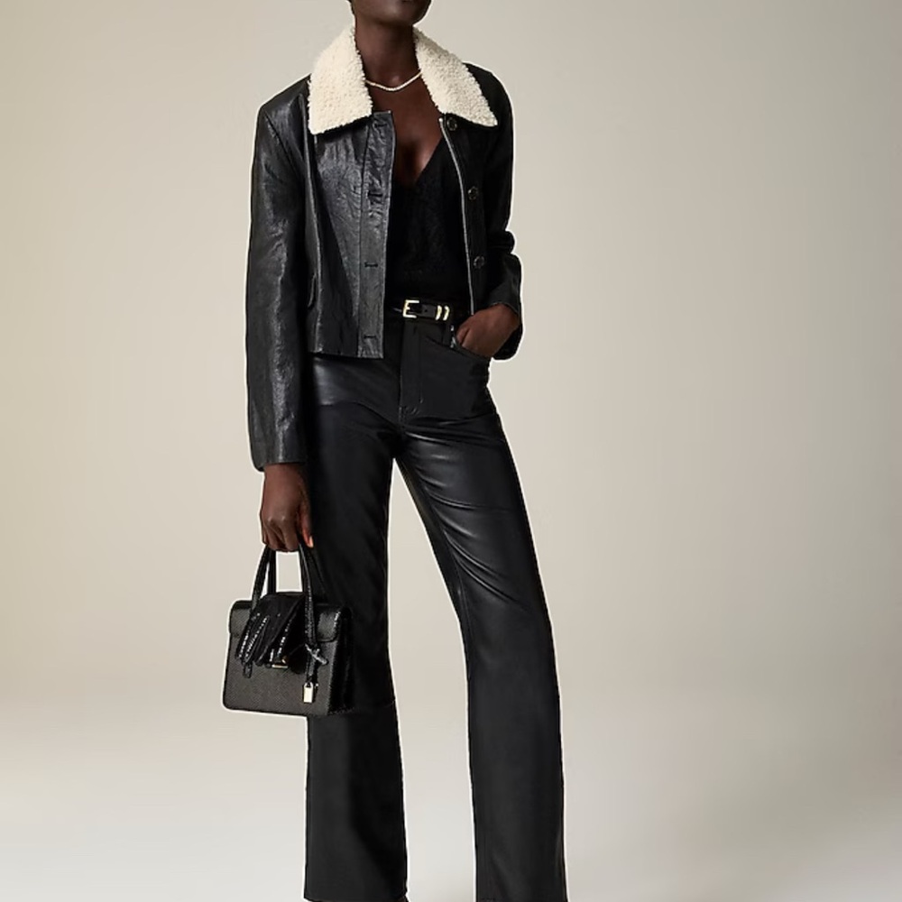 NWT J.Crew Slim Wide Leg Faux Leather Pants